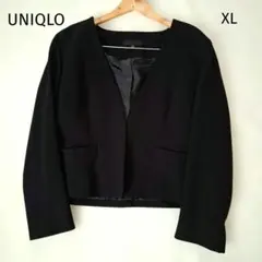 UNIQLO ユニクロ ノーカラージャケット Vネック 黒 XL