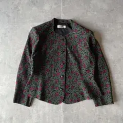 80sVintage 花柄ジャケット 総柄 花柄 短丈　レトロ クラシック