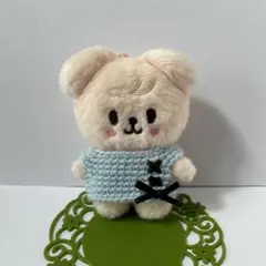 10㎝ぬい　ニットセーター　水色　黒リボン　skzoo