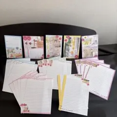 レターセット 封筒 便箋 5種類 平成レトロ 花 クマ