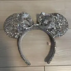 ディズニーカチューシャ　ミニーマウス　シルバー　スパンコール