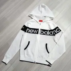美品☆new balance golf☆メッシュパーカーストレッチ0(S)白×黒のサムネイル
