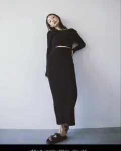 HANNE 2WAYリブニットワンピース　ブラック