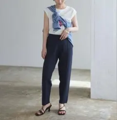 titivate ティティベイト　センター　ピンタック　ニットパンツ　ネイビー