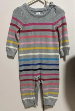 【美品】baby GAP ストライプロンパース 6-12ヶ月