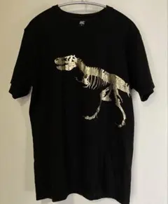 graniph 恐竜骨格プリント Tシャツ L 黒 ティラノサウルス