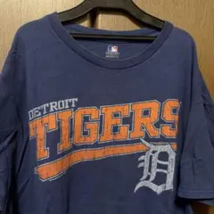 MLB デトロイト・タイガース ロゴプリント オーバーサイズ Tシャツ ネイビー