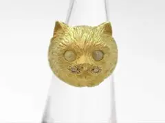 クリソベリルキャッツアイ K18 キャット リング ネコ 10号 - メルカリ