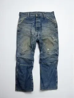 ≪G-STAR RAW≫ ペイントヴィンテージ加工 立体裁断デニムジーンズ