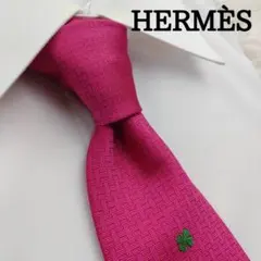 エルメス 高級シルクネクタイ 総柄 ルビーピンク
