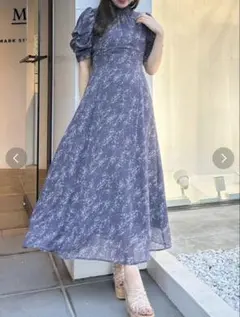 MERCURYDUO ボタニカルフラワーバックリボンワンピース