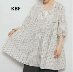 【25SS】KBF サッカーチェックミニワンピース　チュニック　 5分袖 Fのサムネイル