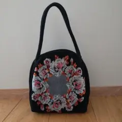 FEILER 花柄刺繍 コーデュロイ ハンドバッグ