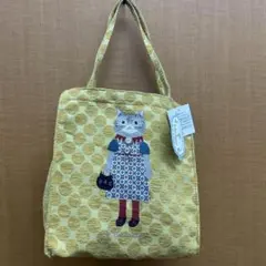 猫イラスト付きイエロートートバッグのサムネイル
