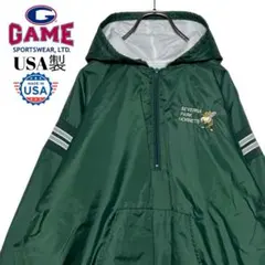 90s USA製アノラックパーカー 緑XL 刺繍ロゴ ナイロンジャケットブルゾン