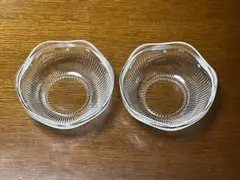 【未使用品】波型ガラスボウル2個セット　小鉢