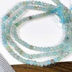 天然石ビーズ＊アパタイト＊ボタンカット＊約3mm・全長約38cm＊１本a6