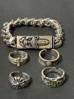 メキシカンジュエリーシルバーリングセットy2kヴィンテージ指輪アクセサリークロス