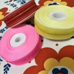 昭和レトロ　リボン　3色　ラッピング　おすそ分け　ジャンクジャーナル　素材