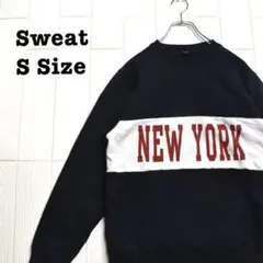 0120C NEW YORK ロゴ スウェット S相当 ダークネイビー 古着