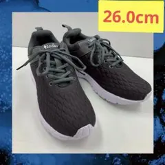 26.0cm★新品メンズスニーカー幅広厚底 軽量 メッシュエアーシューズ グレー