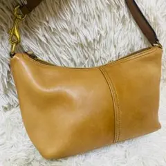 COACH ジェニュインクラブタンレザーのショルダーバッグ 2way ブラウン