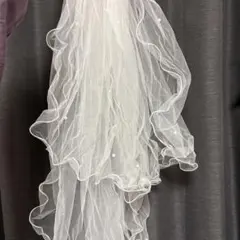 ホワイトフリルウェディングベール