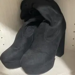 ブラックスエード ニーハイブーツ GRL 23.0cm グレイル