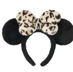 即日発送可　ヒョウ柄リボン付きカチューシャ