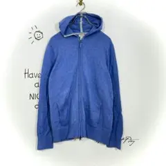 L.L.Bean コットンカシミヤ フルジップパーカー(L)ブルー ノームコア