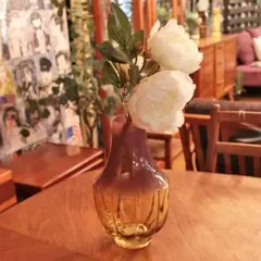 グラスベース フラワーベース ブラウン ガラス 一輪挿し 花瓶 399-3043