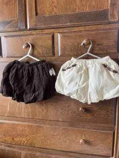 かぼちゃパンツ　2点セット　90〜100 白　茶色　コードュロイ