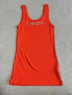 bebe ラインストーンロゴ リブタンクトップ オレンジS/Mのサムネイル