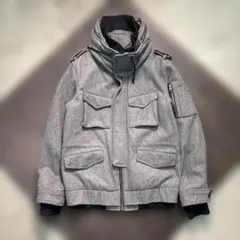 7W1 レイヤード風ジャケット　ブルゾン　グレー　ギミック　L ジップアップ古着