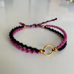 ミサンガアンクレット ブラックピンク