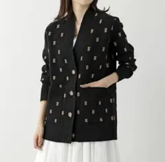 極美品✨　バーバリー　現行品　カーディガン　TBモノグラム　カシミヤ混　黒　L
