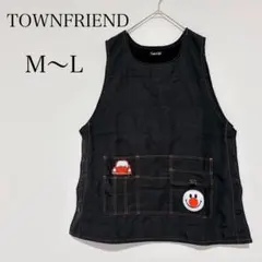 ☆リメイク☆TOWNFRIEND 裏起毛 刺繍エプロン サイドボタン アップリケのサムネイル
