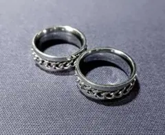 ステンレス製 チェーンリング 2個セット シルバーカラー 指輪