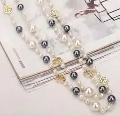 グレー ロングネックレス ネックレス　卒業式　入学式　ホワイトデー