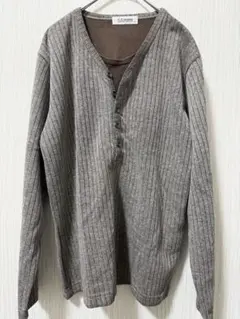 美品 U.P renoma 重ね着風 ヘンリーネック 長袖 M グレー メンズのサムネイル