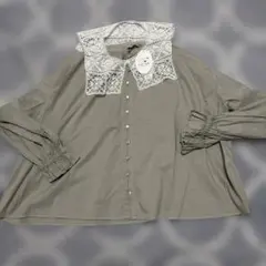 新品 Re.Verofonnaレースポンチョブラウス パール釦 Mピンクベージュ 