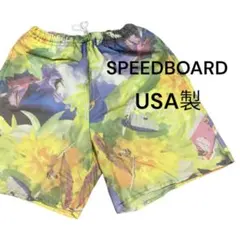 90s USA製 SPEEDBOARD スイムショーツ ヨット サーフ総柄 古着のサムネイル