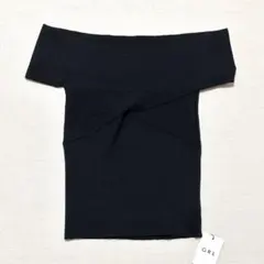 【新品タグ付き】グレイル クロスオフショルダーリブニットトップス ブラック L