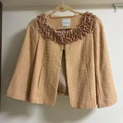 Anatelier ベージュ ノーカラージャケット 38 Ｍ　新品タグ付きのサムネイル