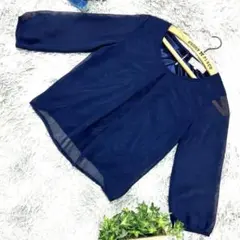 美品❗️【ROPE PICNIC】ロペ ピクニック シアーブラウス (38) 紺
