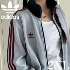 日本未発売カラー2XL⭐️adidasアディカラートラックトップ ワッフル グレー