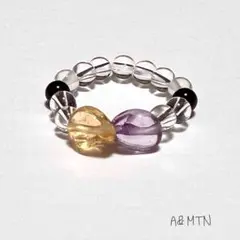 シトリン✖️アメシスト✖️天眼石✖️水晶　パワーストーントストラップ　癒し　恋愛　金運