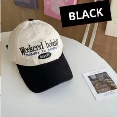 【新品】古着　刺繍　ベースボールキャップ　ストリート アメカジ　ブラック　黒