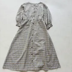 ehkä söpö ワンピース チェック柄 ナチュラル F（A896）