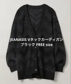 JEANASIS ランダムキカラメジャガードVカーディガン ブラック FREE